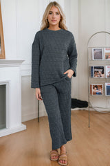 Round Neck Top and Pocketed Pants Lounge Set