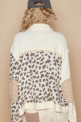 POL Leopard Exposed Seam Button Up Quilted Jacket