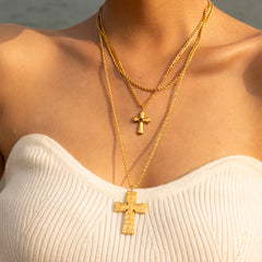18K Gold-Plated Double Layered Cross Necklace